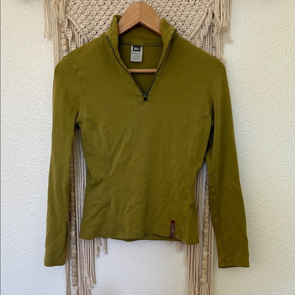 Vintage REI Olive Green Women's Top quarter zip xs - Picture 1 of 4
